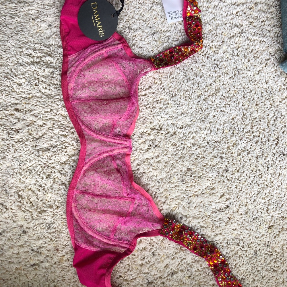 New with tags Damaris lace and rhinestone bra 36D